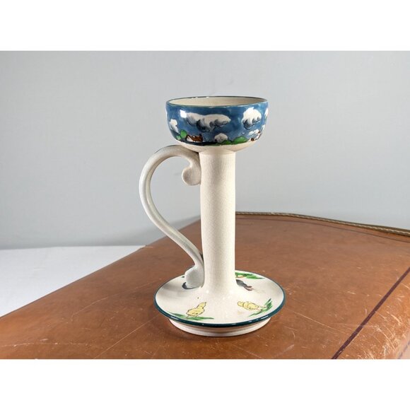 Antique Wardle & Co ca 1902 candlestick holder Farm Yard Scenes England - Picture 4 of 10